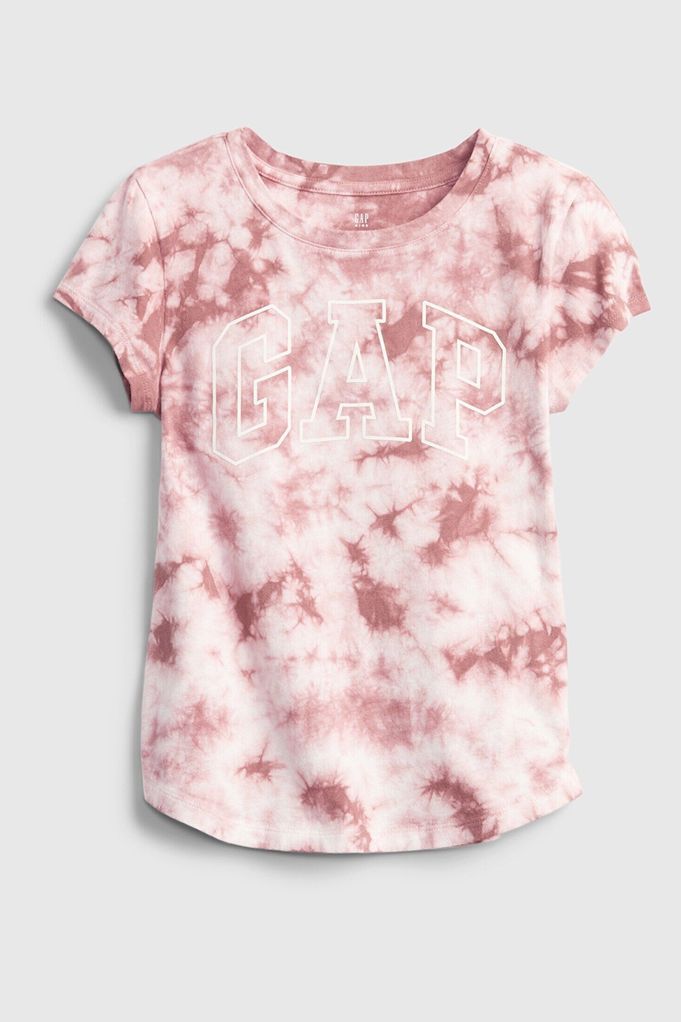GAP, Tricou de bumbac cu model tie-dye, Roz prafuit/Alb