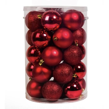 Set globuri rosii pentru brad,30 bucati,7 cm Set globuri rosii pentru brad,30 bucati,7 cm