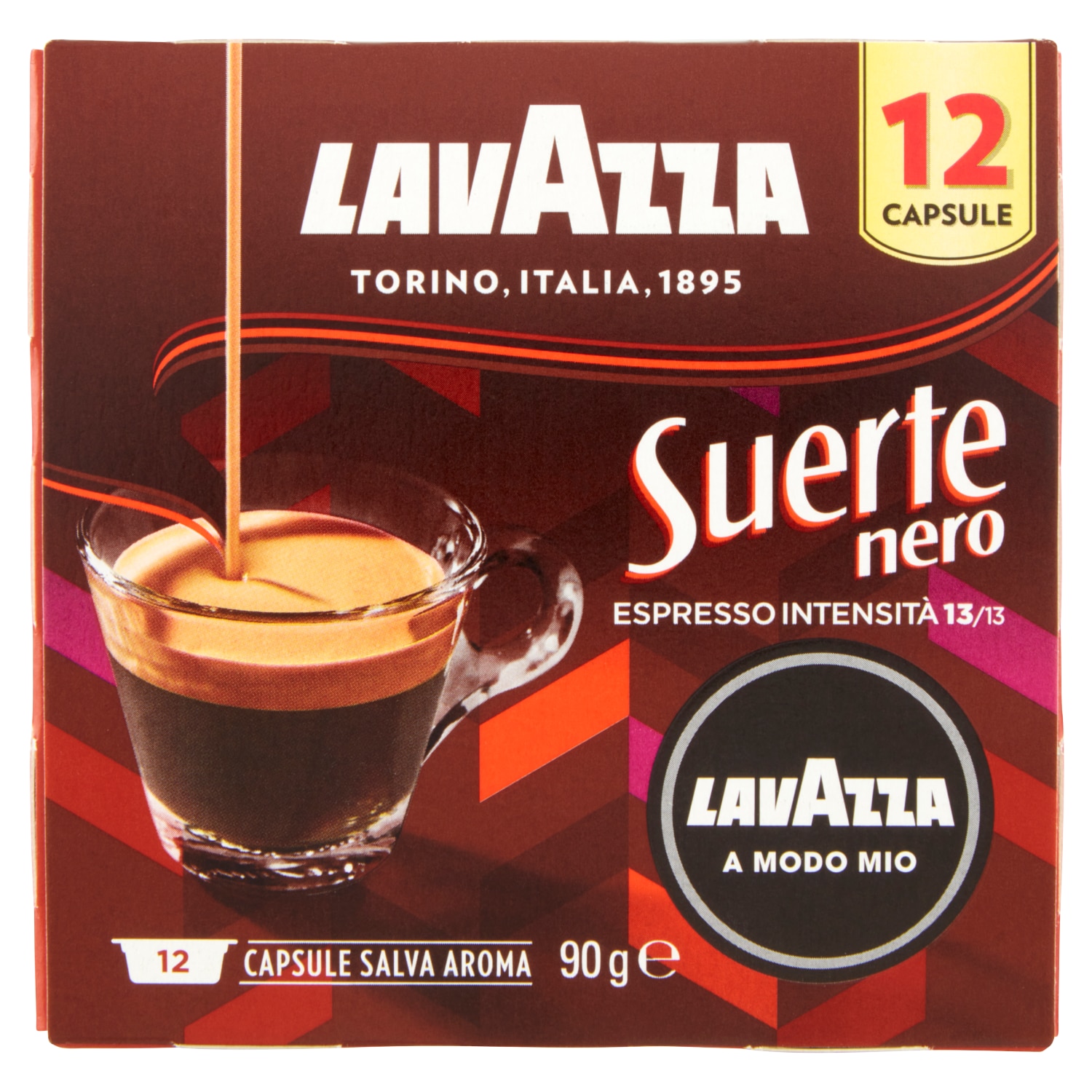 Set 12 Capsule Cafea A Modo Mio, Lavazza Suerte Nero