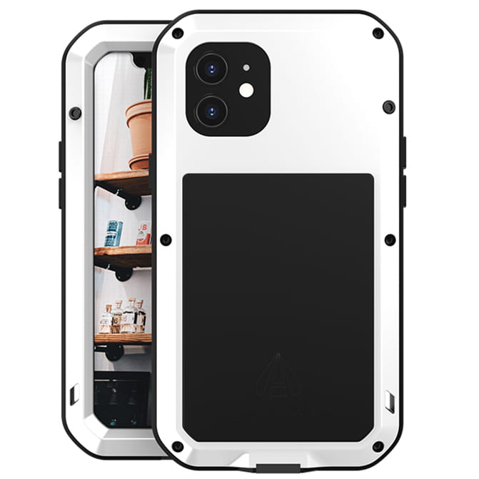 Husa si sticla Love Mei, Compatibila cu iPhone 12, Alb
