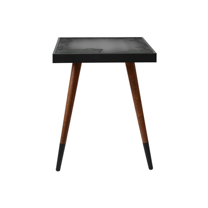 Masa laterala Nancy Homestore, Lemn, 45 x 45 x 45 cm, Maro/Negru