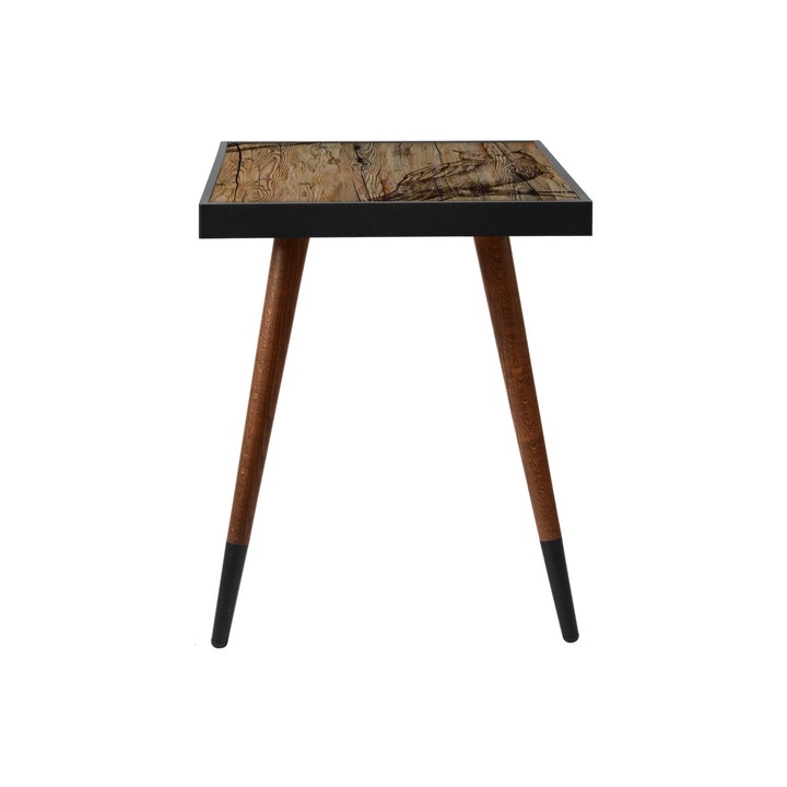 Masa laterala Nancy Homestore, Lemn, 45 x 45 x 45 cm, Maro/Negru