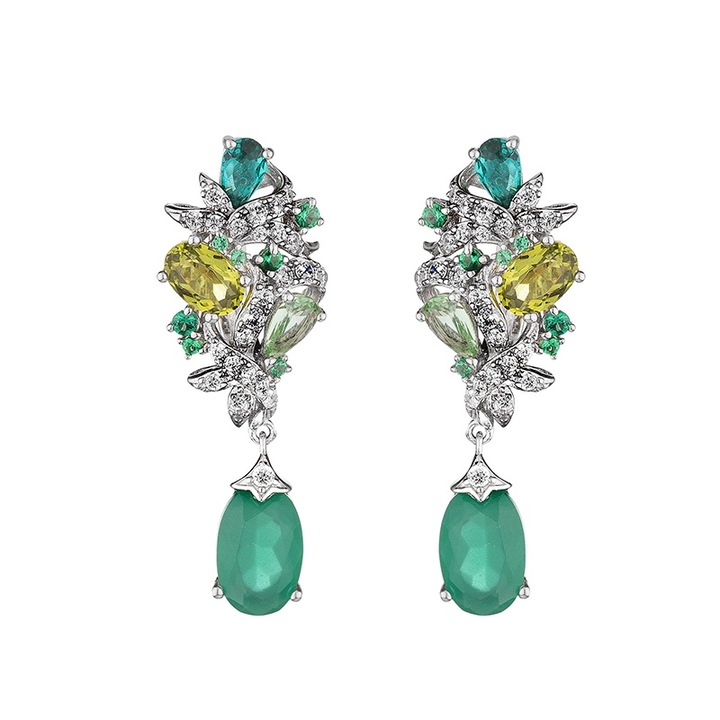 Обеци Swan Pearls PJ679E Шпинел и цирконий, Сребро 925