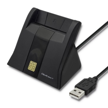 Cititor de carduri Qoltec Smart Chip ID, USB 2.0, Negru Cititor de carduri Qoltec Smart Chip ID, USB 2.0, Negru