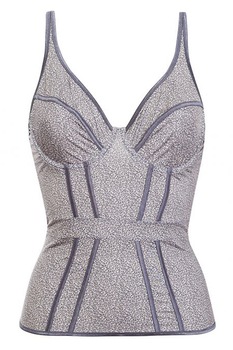 Top cu sustinere sani si efect de subtiere talie, din micrifibra , model Animal print Intimamoda Animalier7048, Gri Top cu sustinere sani si efect de subtiere talie, din micrifibra , model Animal print Intimamoda Animalier7048, Gri