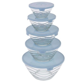 Set 5 bolrui cu capac, Excellent Houseware, Sticla, Transparent Set 5 bolrui cu capac, Excellent Houseware, Sticla, Transparent