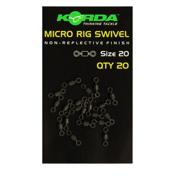 Accesorii pescuit, inele pivotante, negru, KORDA Carp Fishing Micro Rig, 20buc
