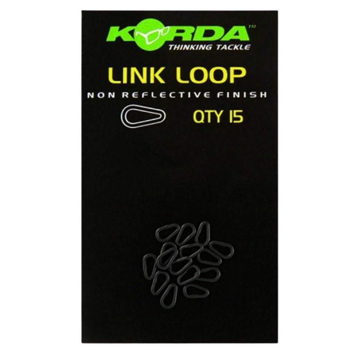 Set inele pentru carlig, negru, KORDA Carp Fishing Loop, 15pcs