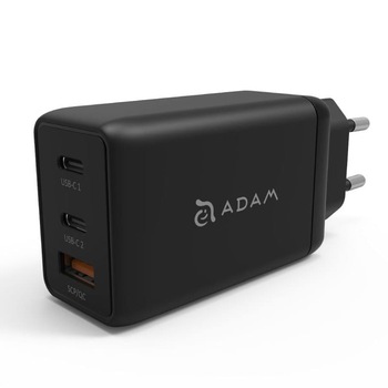 Adaptor Adam Elements, Omnia, USB-C, 65W, PD 3.0, Negru Adaptor Adam Elements, Omnia, USB-C, 65W, PD 3.0, Negru