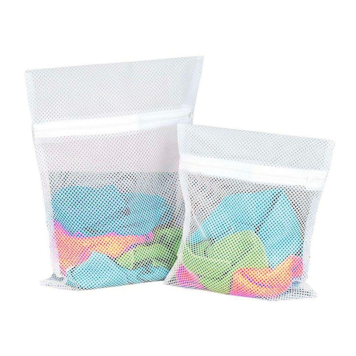 Set 2 Saci De Spalat, Ultra Clean, 30x25x40x30 cm, Alb, Fabricat Din Poliester, Forma Din Plasa, Echipat Cu Fermoar, Previne Pilling-Ul Articolelor, Calitate Superioara A Materialelor, Utilizare Usoara