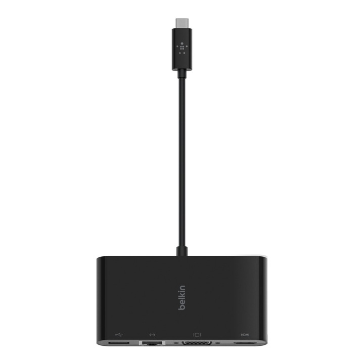 Belkin USB-C Multimedia Adapter (GBE - HDMI - VGA - USB-A) - Black