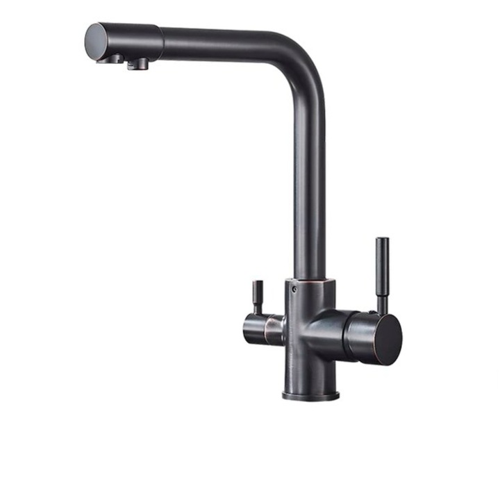 Смесител за кухненска мивка Blackswan тип M9 с изход за пречистена вода старинен черен модел размер 33.5 см