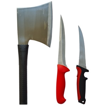 Set Profesional macelarie 3 piese, Cutite injunghiat, dezosat si Satar oase 1100 g Set Profesional macelarie 3 piese, Cutite injunghiat, dezosat si Satar oase 1100 g