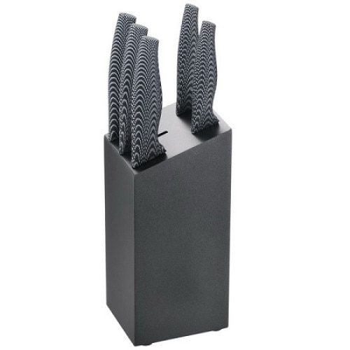 Set cutite 6 piese, Michelino, suport lemn vopsit carbon