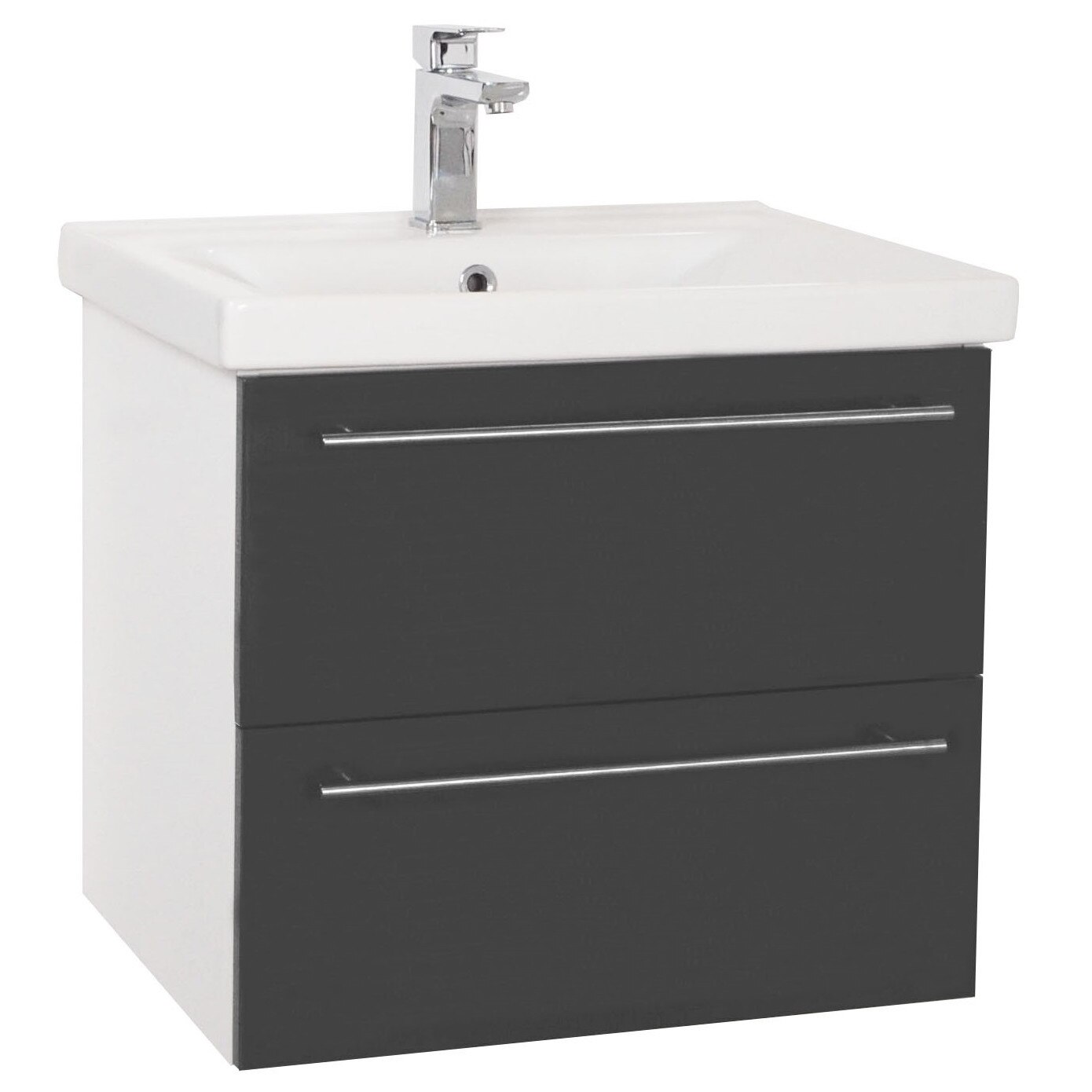 Baza MDF si lavoar Badenmob , seria 754 suspendat cu sertare , 60x45cm , Antracit