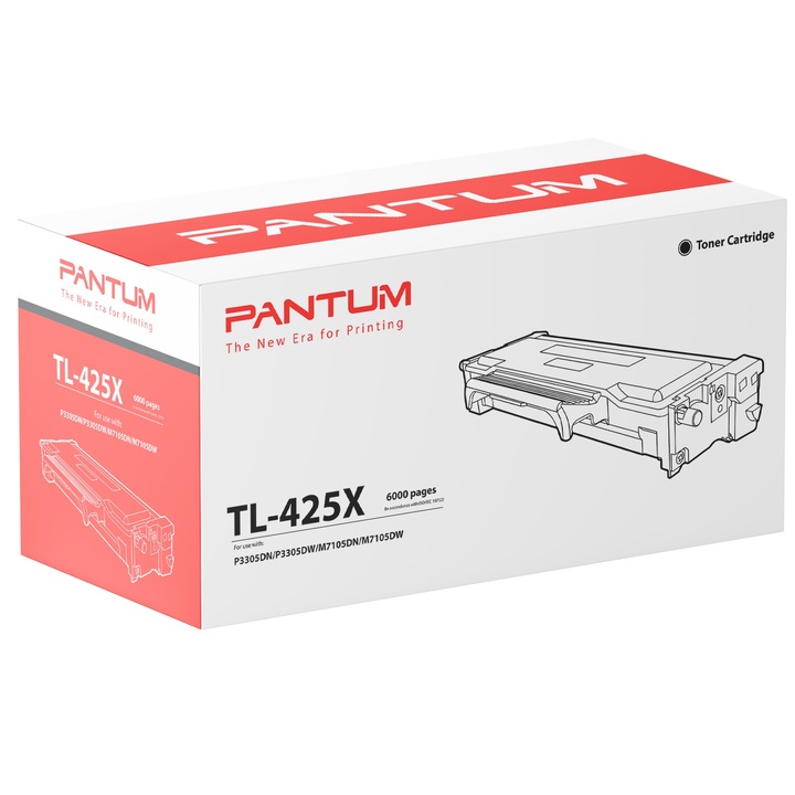 Cartus Toner Pantum TL425X Negru, Capacitate 6000 de Pagini, compatibil cu seriile P3305 si M7105