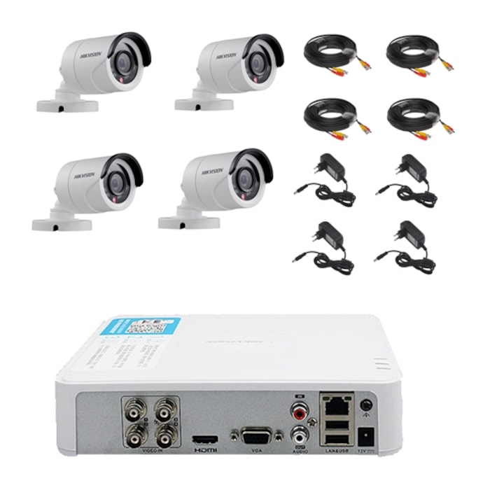 Sistem supraveghere audio-video 2 camere Turbo HD 2MP DVR 4 canale