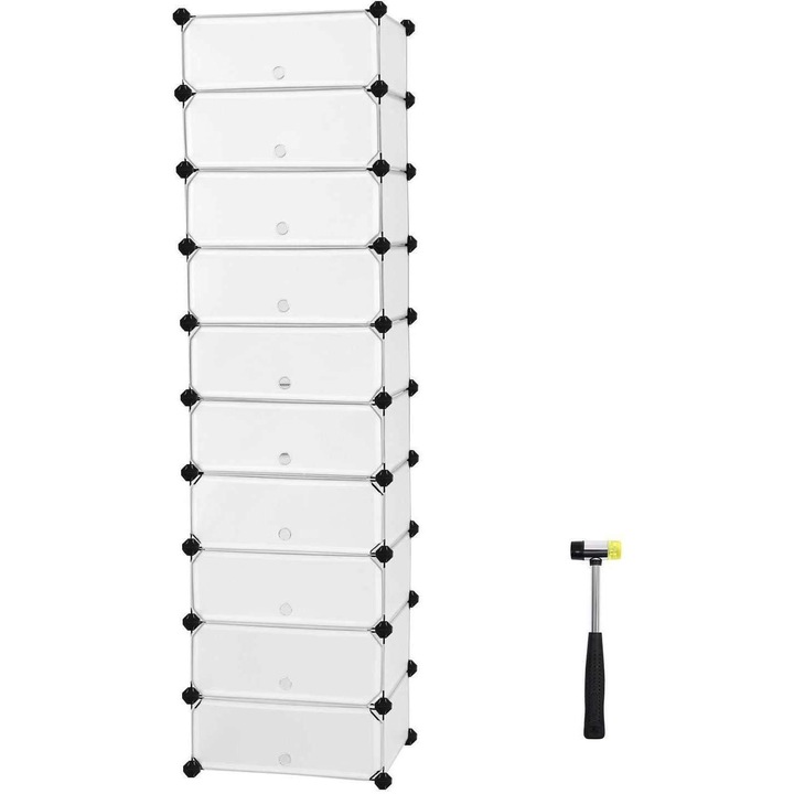 Dulap pentru pantofi Nancy, 20 de perechi, 10 nivele, 43 x 31 x 173 cm, Transparent