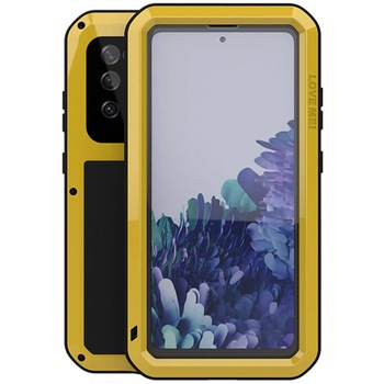 Set husa si sticla Love Mei, Compatibil cu Galaxy S20 FE, Galben Set husa si sticla Love Mei, Compatibil cu Galaxy S20 FE, Galben