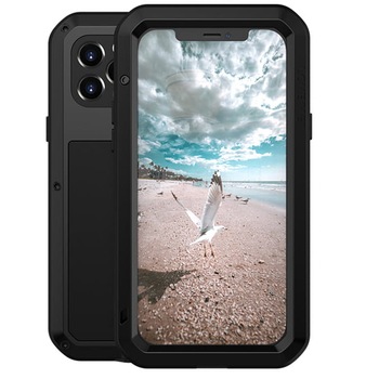 Set husa si sticla Love Mei, Compatibil cu iPhone 12 Pro, Negru Set husa si sticla Love Mei, Compatibil cu iPhone 12 Pro, Negru