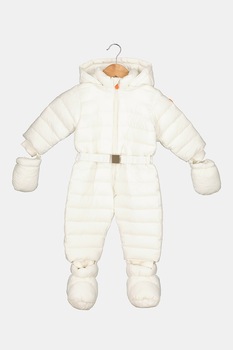 Save The Duck, Salopeta cu botosei, vatelina si gluga, Alb Save The Duck, Salopeta cu botosei, vatelina si gluga, Alb