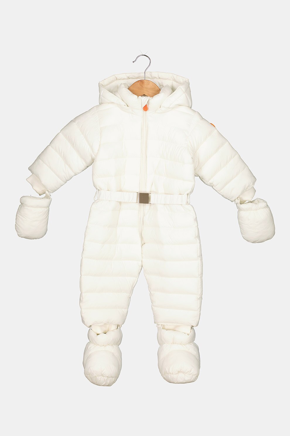 Save The Duck, Salopeta cu botosei, vatelina si gluga, Alb