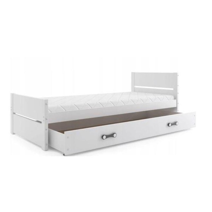 Interbeds Fehér ágy matraccal és tárolódobozzal gyerekeknek, 200 x 90 cm