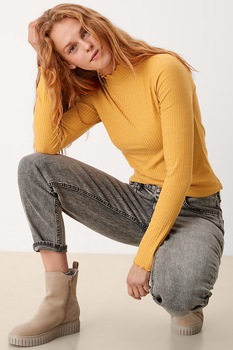 s.Oliver, Bluza slim fit cu margini valurite, Oranj pal s.Oliver, Bluza slim fit cu margini valurite, Oranj pal