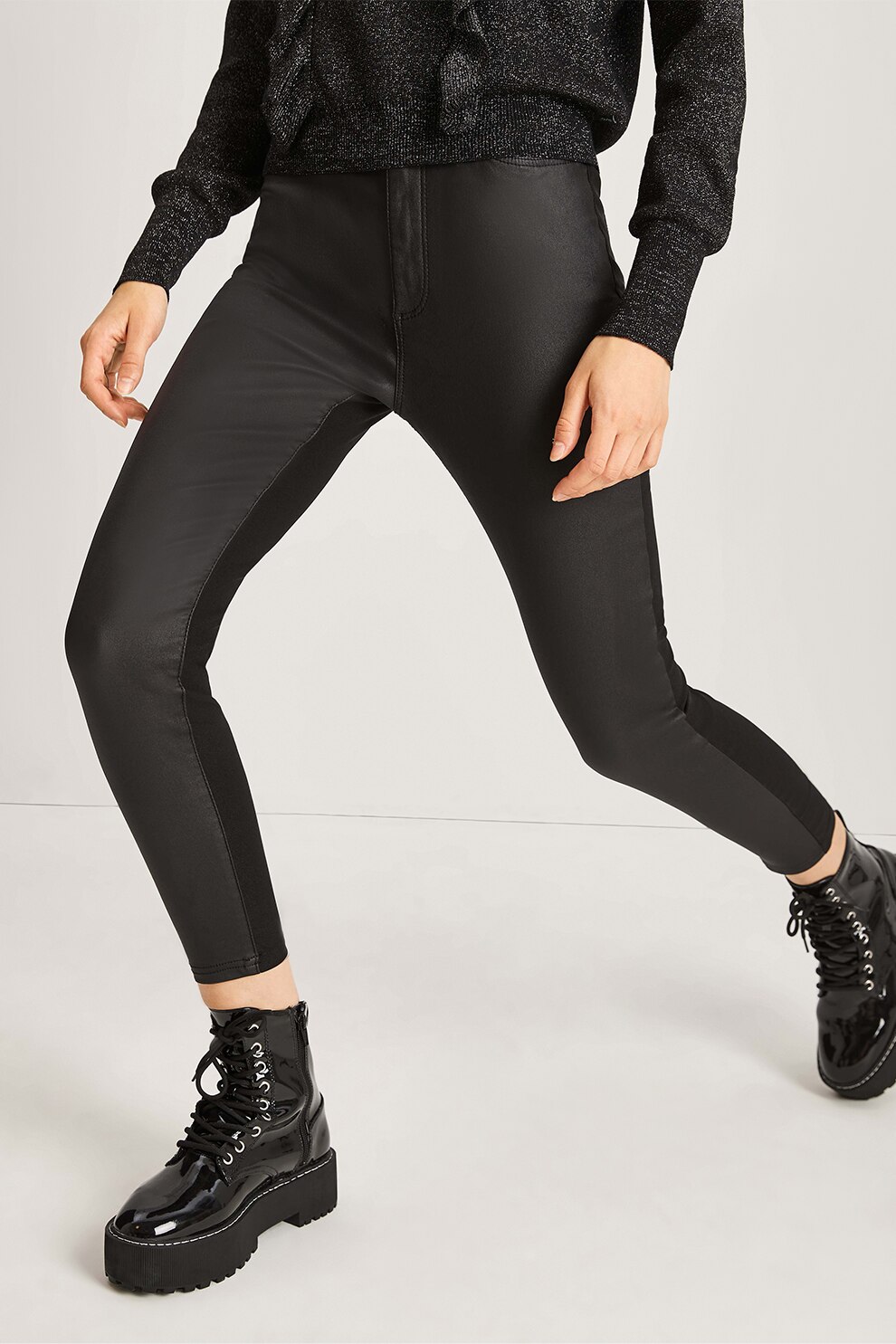 s.Oliver, Blugi skinny crop cu partea din fata peliculizata, Negru