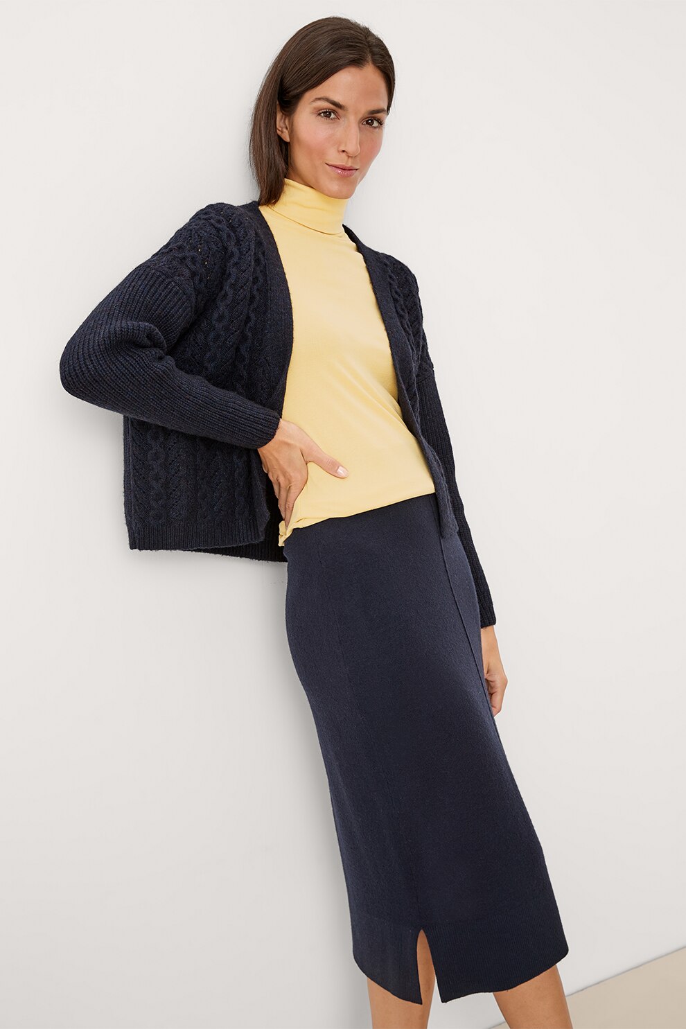 s.Oliver, Bluza cu guler inalt si maneci lungi, Oranj pal