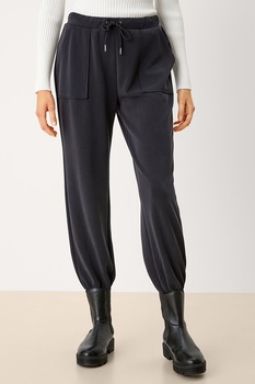 s.Oliver, Pantaloni de catifea cu snur in talie, Negru stins s.Oliver, Pantaloni de catifea cu snur in talie, Negru stins