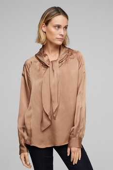 s.Oliver, Bluza vaporoasa cu maneci lungi, Cafeniu s.Oliver, Bluza vaporoasa cu maneci lungi, Cafeniu