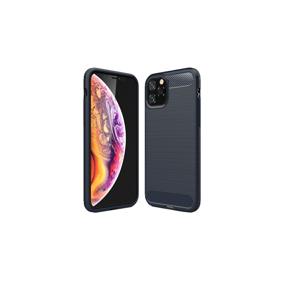 Husa cu insertii de carbon pentru iPhone 11 Pro, bumper, Bleumarin