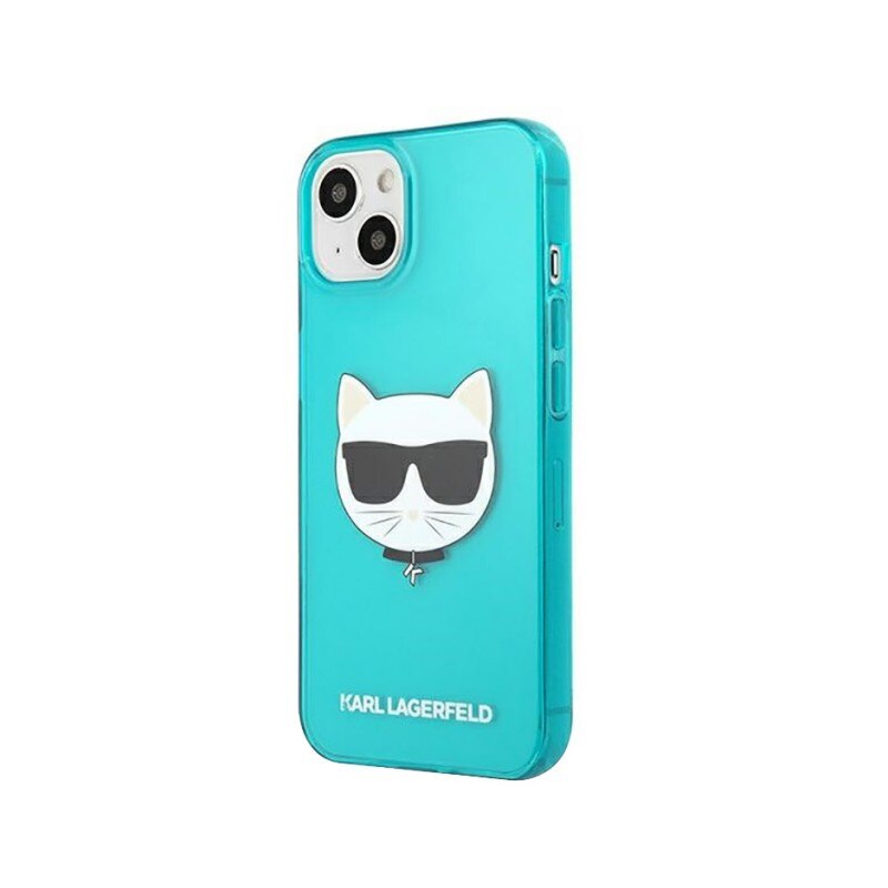 Husa Spate Karl Lagerfeld Compatibila Cu iPhone 13, Colectia Glitter Choupette Fluo, Albastru - 027780