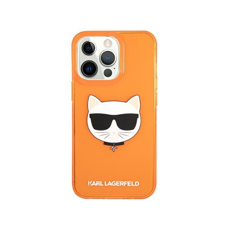 Husa Spate Karl Lagerfeld Compatibila Cu iPhone 13 Pro Max, Colectia Glitter Choupette Fluo, Orange - 027889