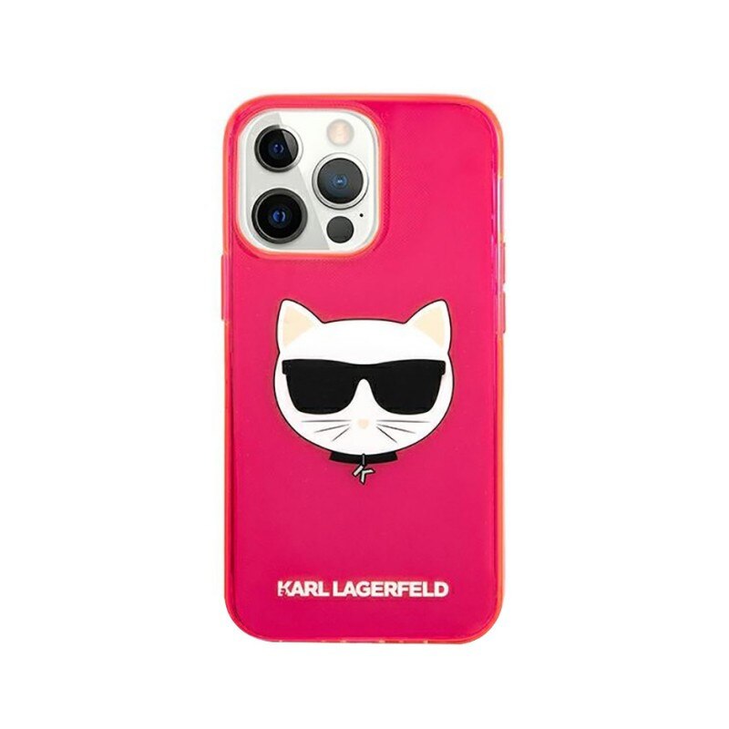Husa Spate Karl Lagerfeld Compatibila Cu iPhone 13 Pro Max, Colectia Glitter Choupette Fluo, Roz - 027841
