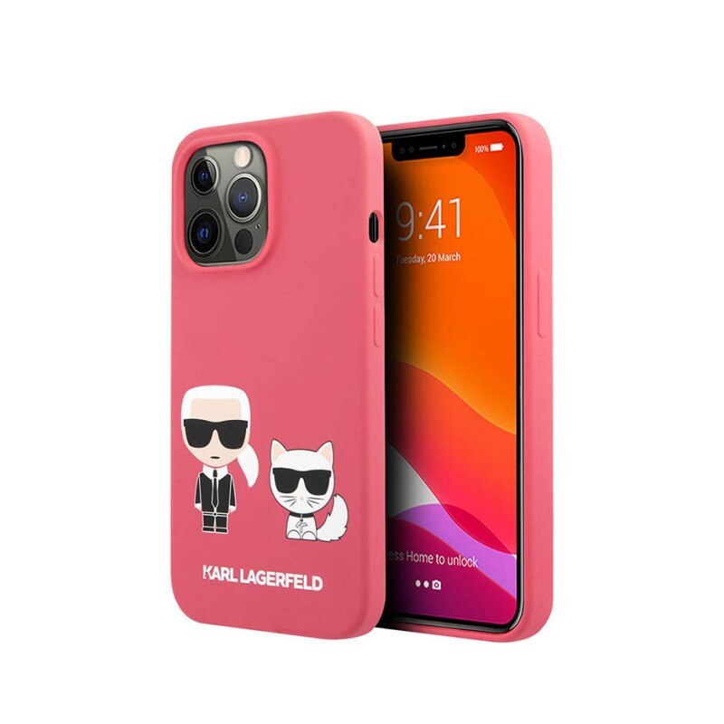 Husa Spate Karl Lagerfeld Compatibila Cu iPhone 13 Pro Max, Colectia Karl Si Choupette Silicon, Roz - 027162