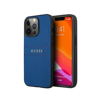 Husa Spate Guess Compatibila Cu iPhone 13 Pro, Colectia Saffiano Strap, Albastru - 023539 Husa Spate Guess Compatibila Cu iPhone 13 Pro, Colectia Saffiano Strap, Albastru - 023539