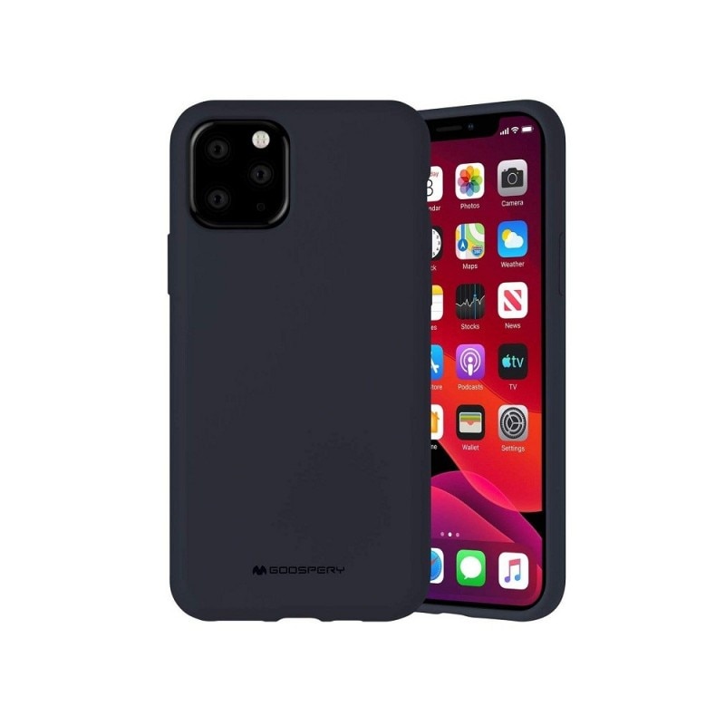 Husa Spate Mercury Silicone iPhone 13 Pro, Interior Alcantara , Albastru Navy