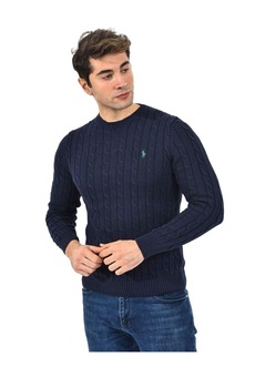 Pulover tricotat, Polo Ralph Lauren, Regular fit, Bleumarin