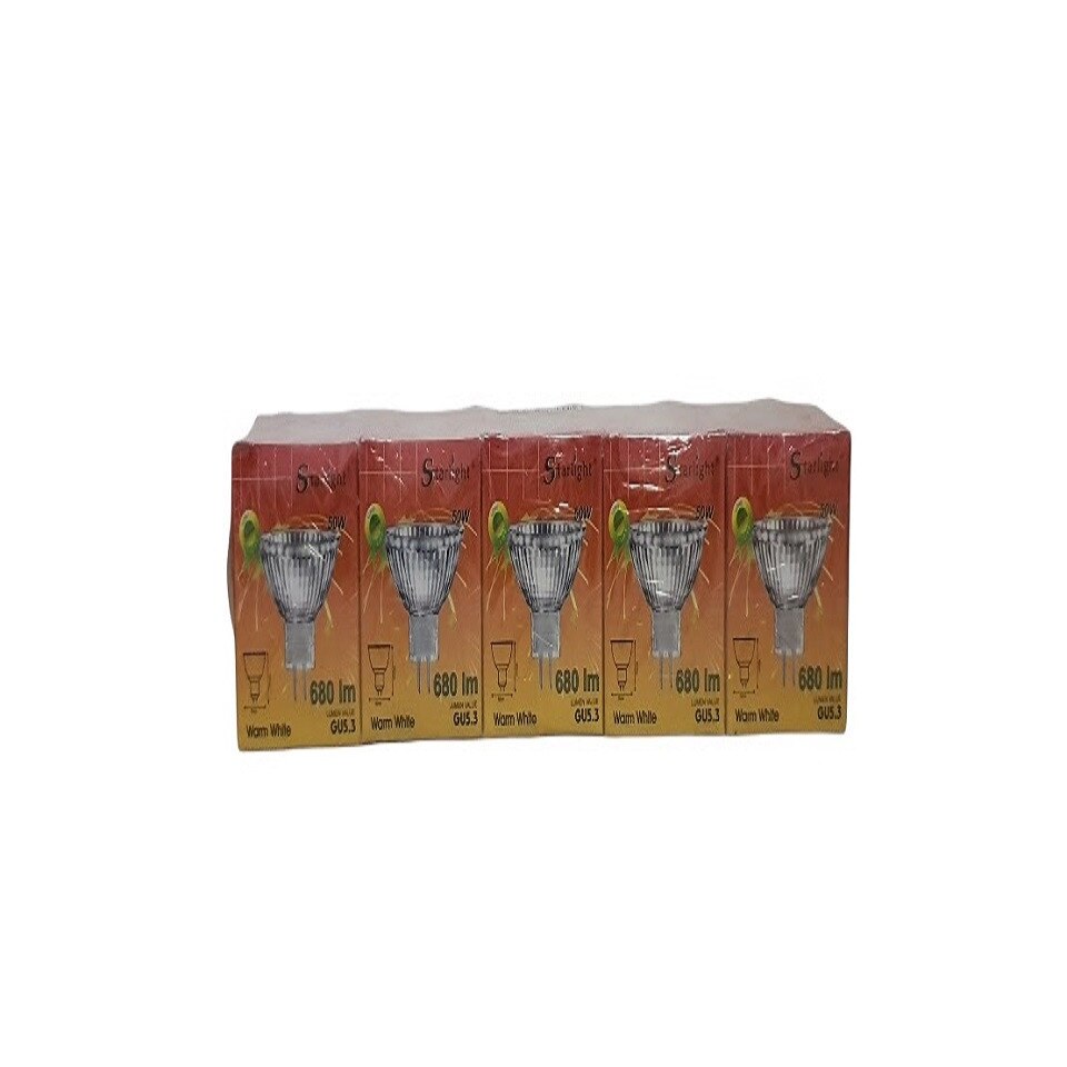 Set 10 Becuri Spot Starlight, Lumina Alb Calda, GU 5.3, Rflector Dimmable Halogen, Temperatura Luminii 680, MR 16