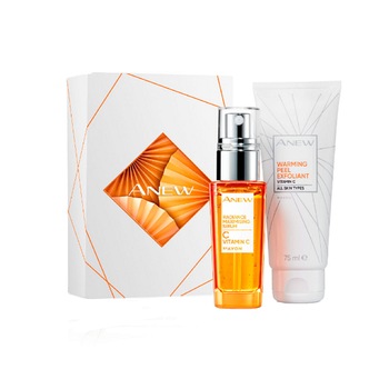 Cutie cadou Anew Vitamina C, Avon- Ser cu Vitamina C 30 ml si Gomaj pentru fata cu Vitamina C 75 ml Cutie cadou Anew Vitamina C, Avon- Ser cu Vitamina C 30 ml si Gomaj pentru fata cu Vitamina C 75 ml