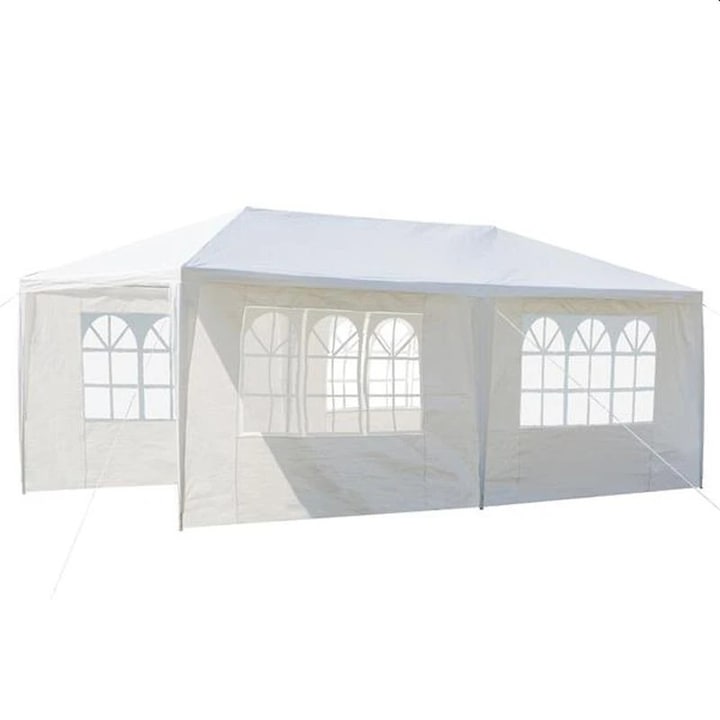 Kerti sátor 3x6 méteres, PROCART, acél váz, vízálló, ablakok, cipzárral záródó