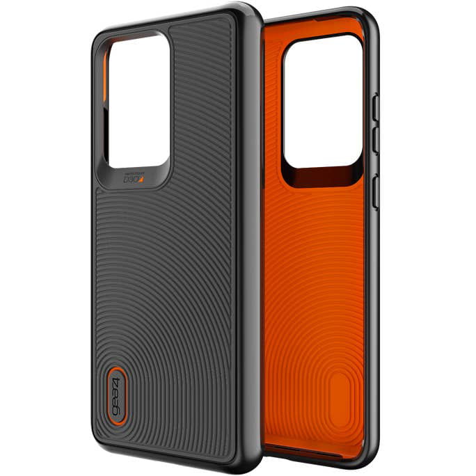 Husa Black Gear4 Battersea pentru Samsung Galaxy S20 Ultra, Policarbonat, Negru/Portocaliu