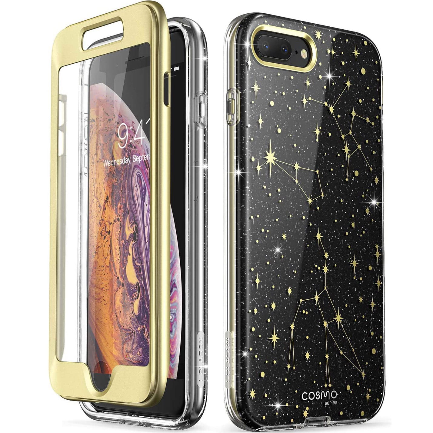 Husa Supcase i-Blason Cosmo SP pentru iPhone 8 Plus/7 Plus, Policarbonat, Auriu/Negru