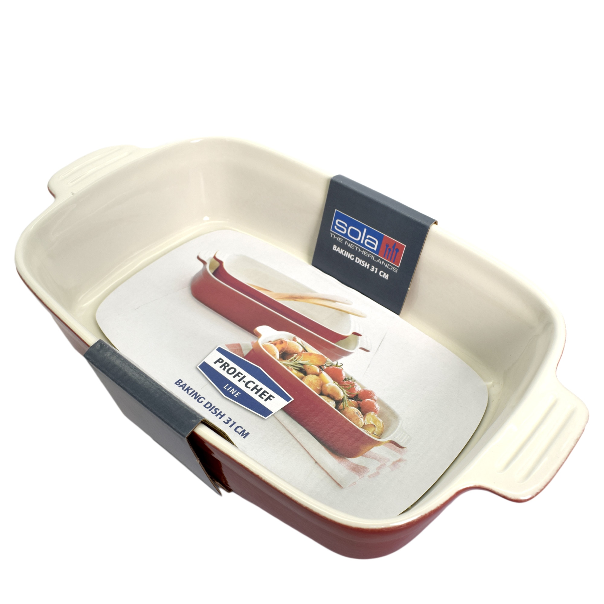 Tava ceramica cuptor, Sola, rosie, 31 x 17 x 7 cm