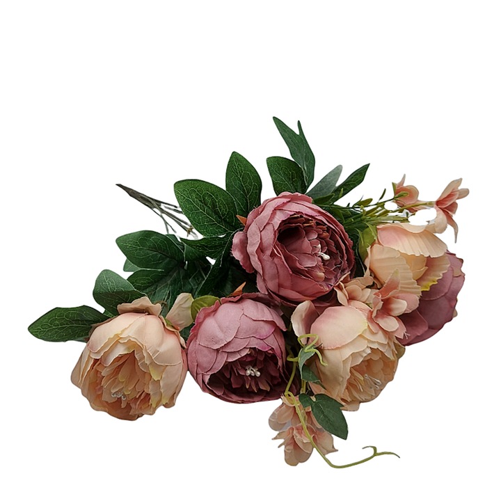 Buchet bujori artificiali Burgundy Berenice 45cm