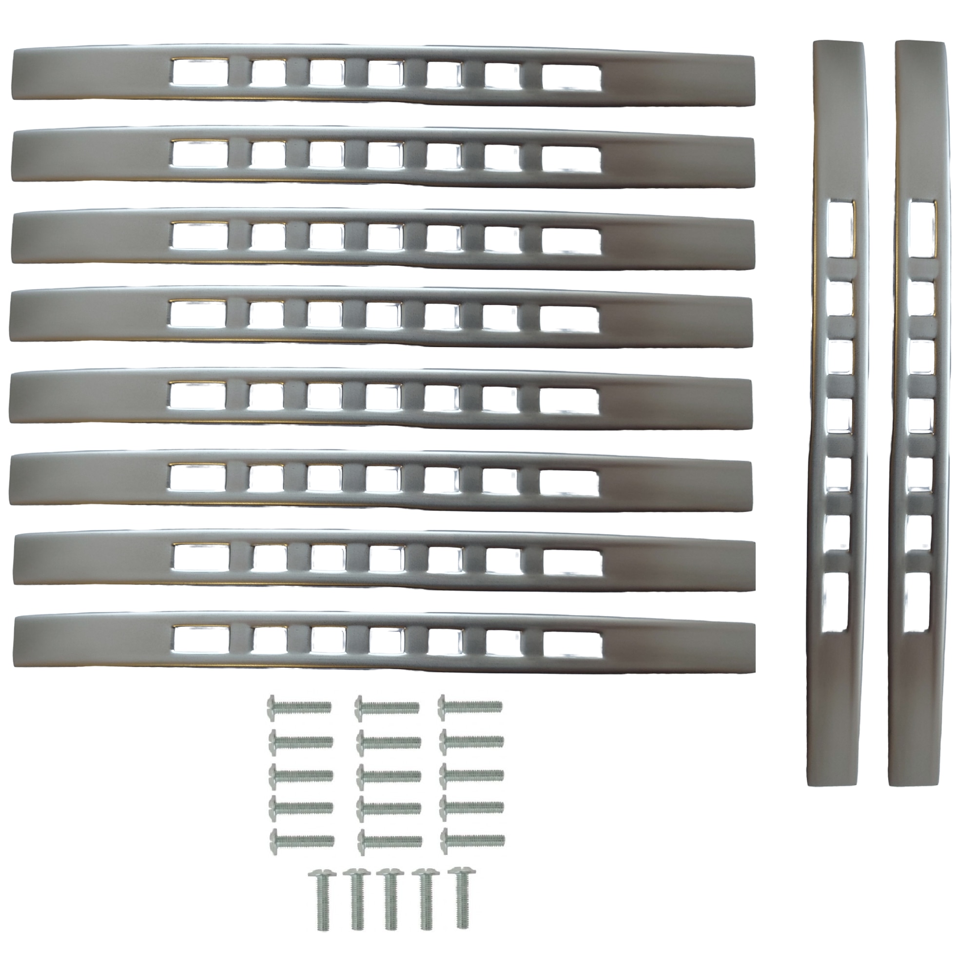 Set 10 manere Lux elegante arcada patrate perforate crom satin 96 mm