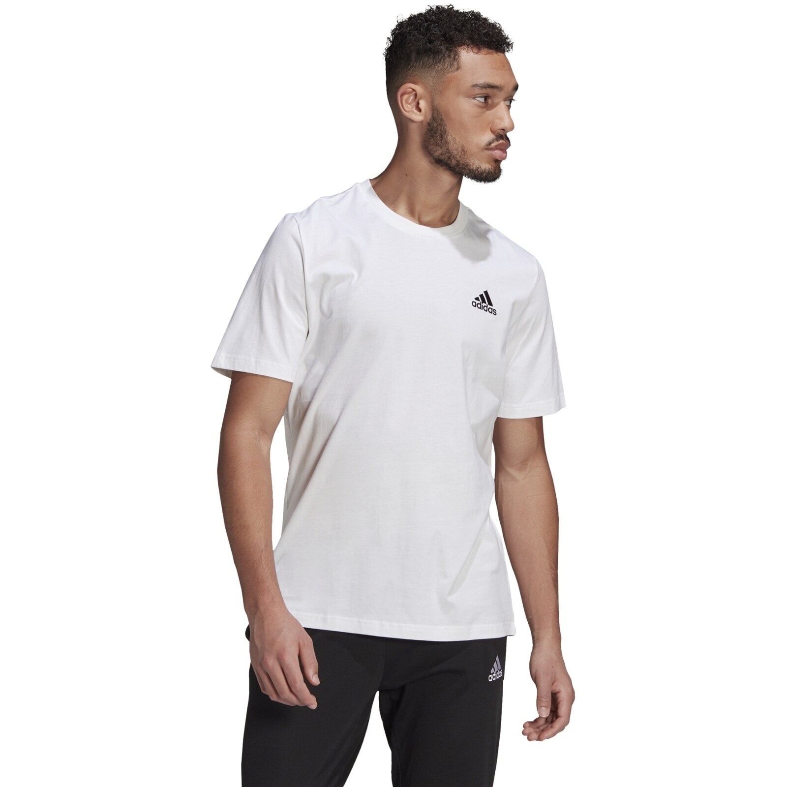 Tricou adidas Essentials Embr, Alb