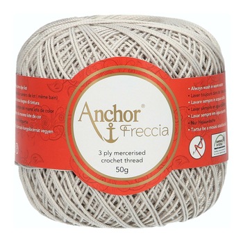 Fir de crosetat, Anchor Freccia 6, 100% bumbac, grosime fir nr 2 Fine, lungime 175 m, 50 g, gri 00397 Fir de crosetat, Anchor Freccia 6, 100% bumbac, grosime fir nr 2 Fine, lungime 175 m, 50 g, gri 00397